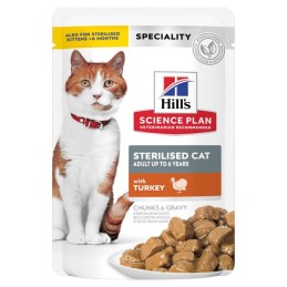 GATTO HILLS SCIENCE PLAN STERILISED 85GR BUSTA TACCHINO