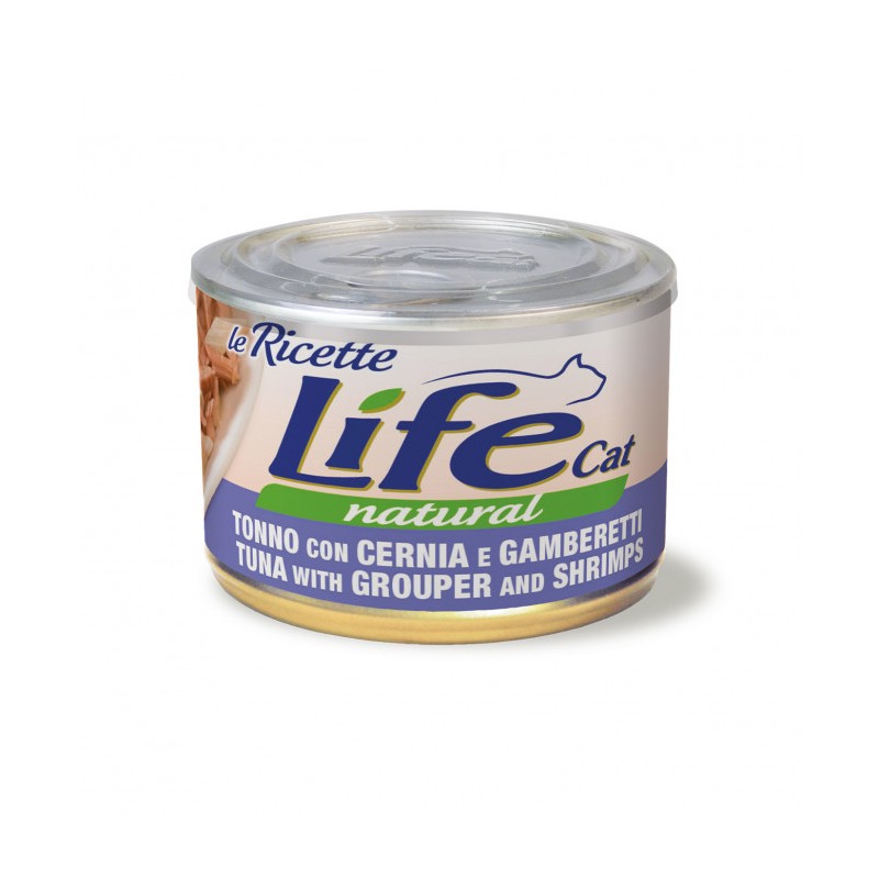 GATTO LIFECAT RICETTE 150GR TONNO CON CERNIA E GAMBERETTI