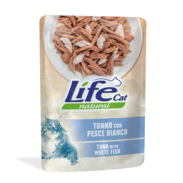 GATTO LIFECAT BUSTA 70GR TONNO CON PESCE BIANCO