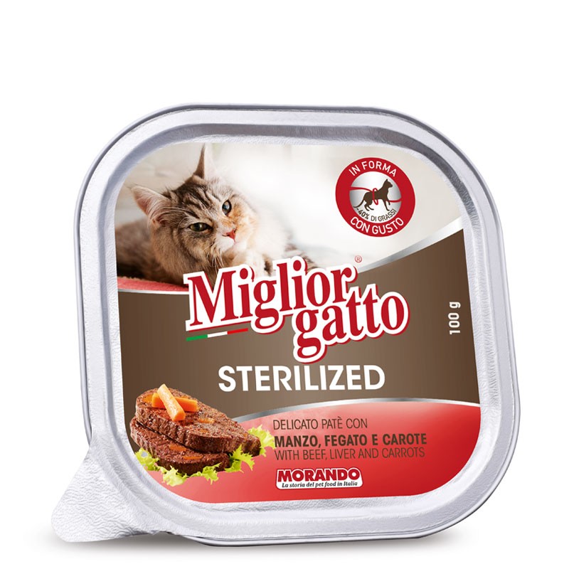 GATTO MIGLIORGATTO STERILIZED 100GR MANZO FEGATO