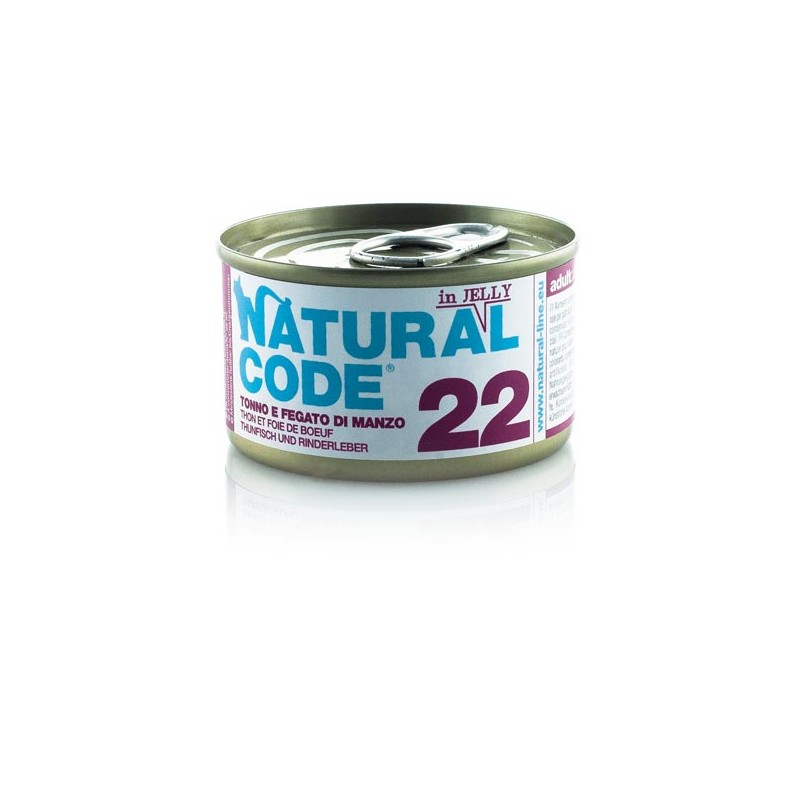 GATTO NATURAL CODE 85GR 22 JELLY TONNO E FEGATO MANZO