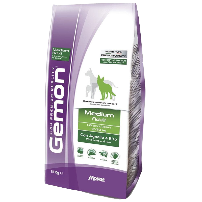 CANE GEMON ADULT 15KG MEDIUM AGNELLO RISO