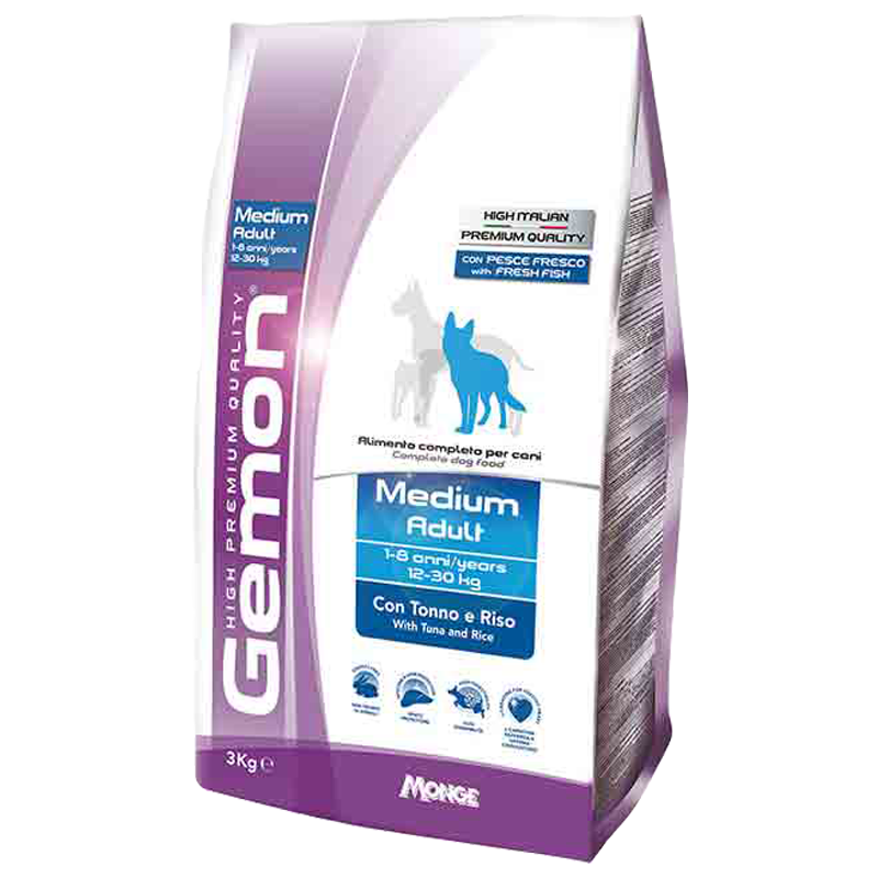 CANE GEMON ADULT 3KG MEDIUM TONNO E RISO