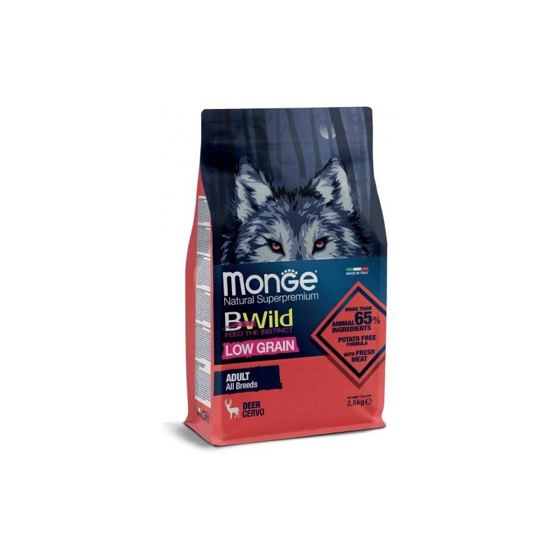 CANE MONGE BWILD LOW GRAIN 2.5KG CERVO