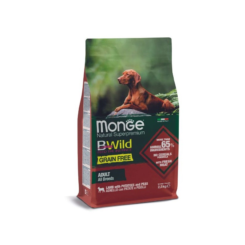 CANE MONGE BWILD G.FREE 12KG AGELLO PATATE PISELLI