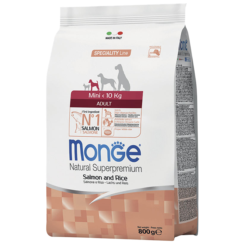 CANE MONGE ADULT 800GR MINI SALMONE E RISO