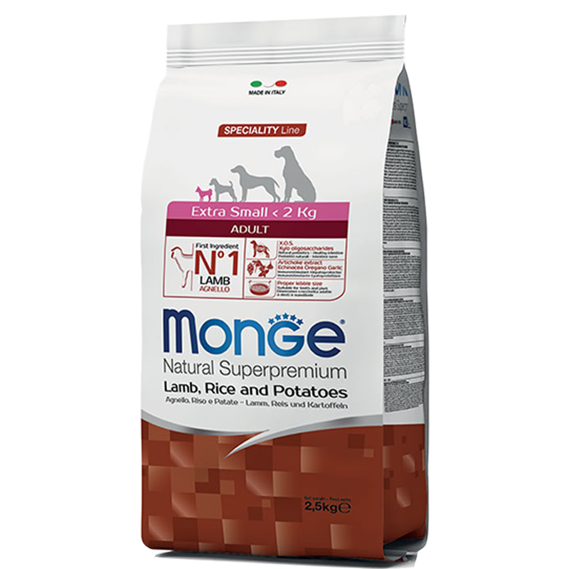 CANE MONGE ADULT 2.5KG EXTRA SMALL AGNELLO RISO PAT