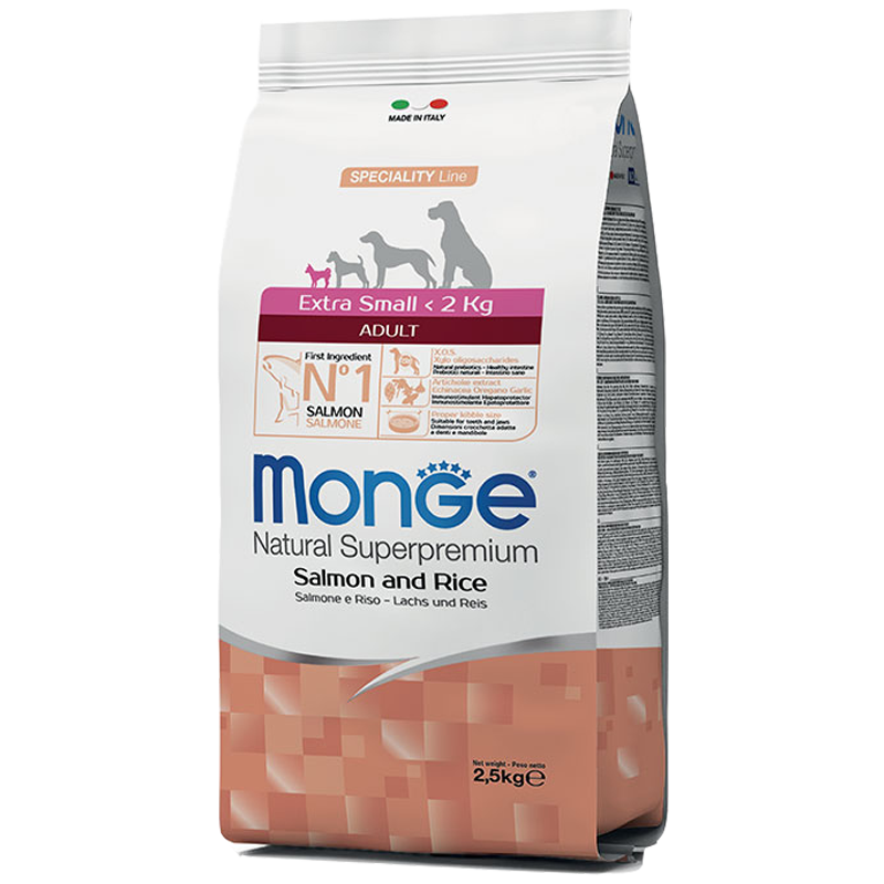 CANE MONGE ADULT 2.5KG EXTRA SMALL SALMONE E RISO