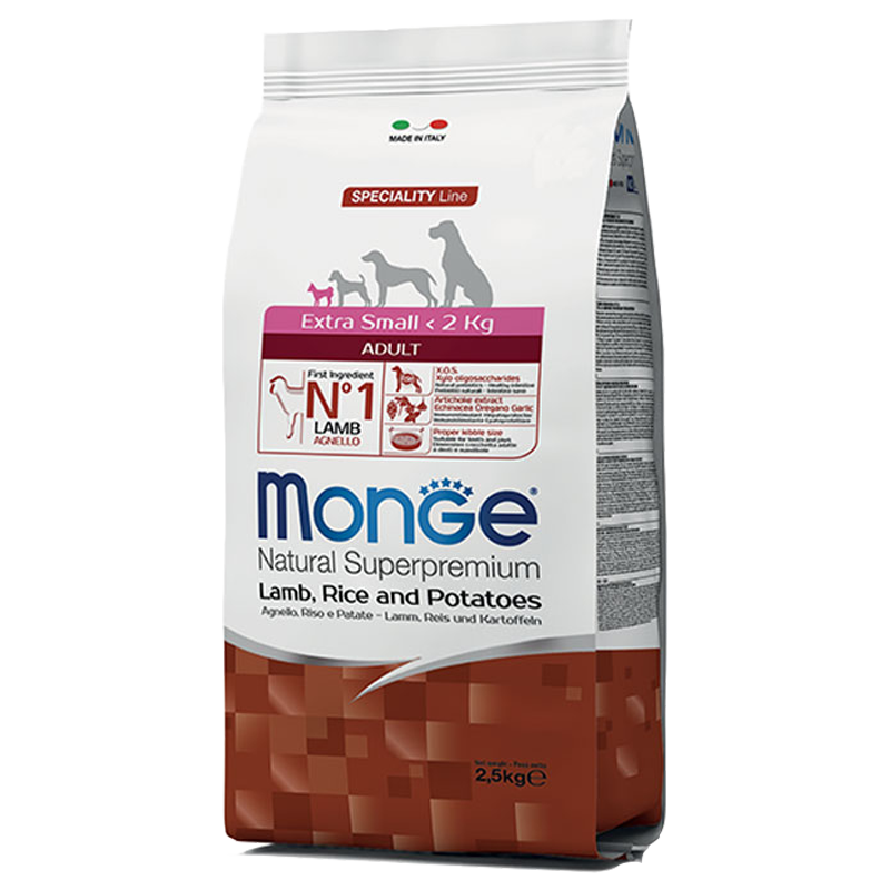 CANE MONGE ADULT 800GR EXTRA SMALL AGNELLO RISO PAT