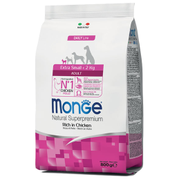 CANE MONGE ADULT 800GR EXTRA SMALL POLLO E RISO