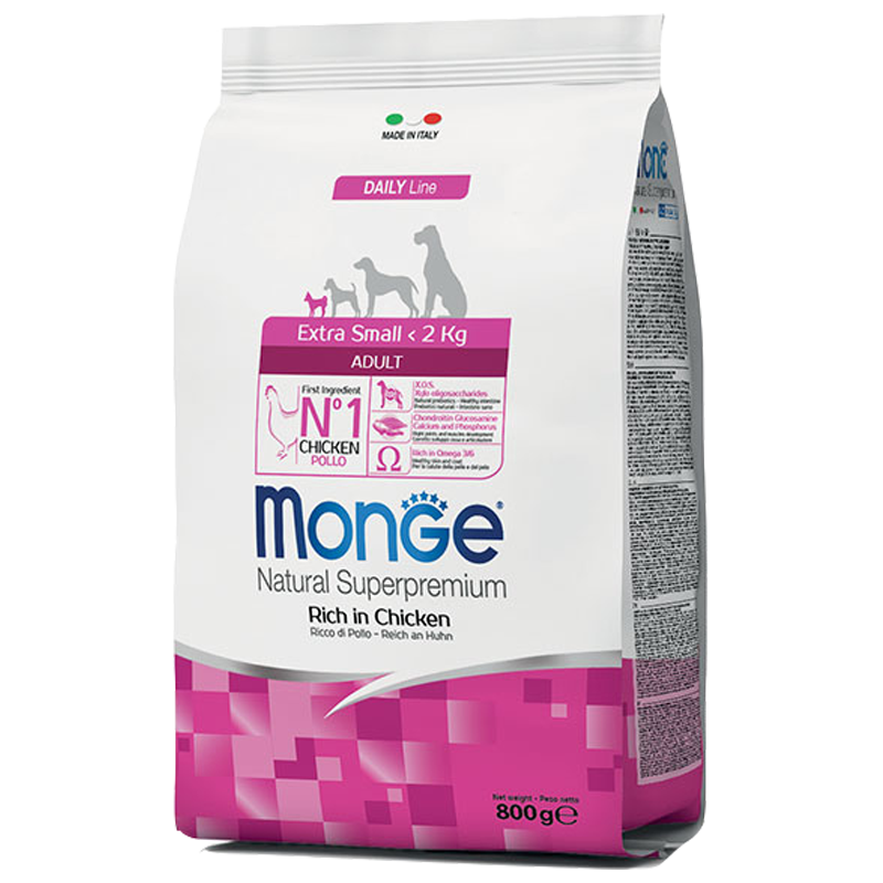 CANE MONGE ADULT 800GR EXTRA SMALL POLLO E RISO