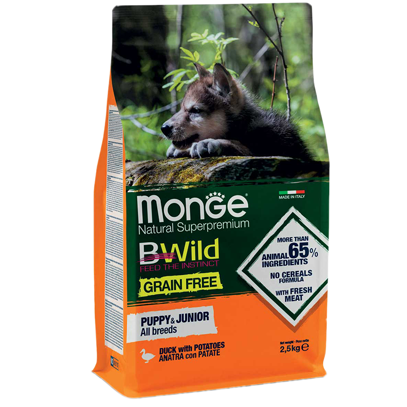 CANE MONGE BWILD G.FREE PUPPY/JUNIOR 2.5KG ANATRA/PAT