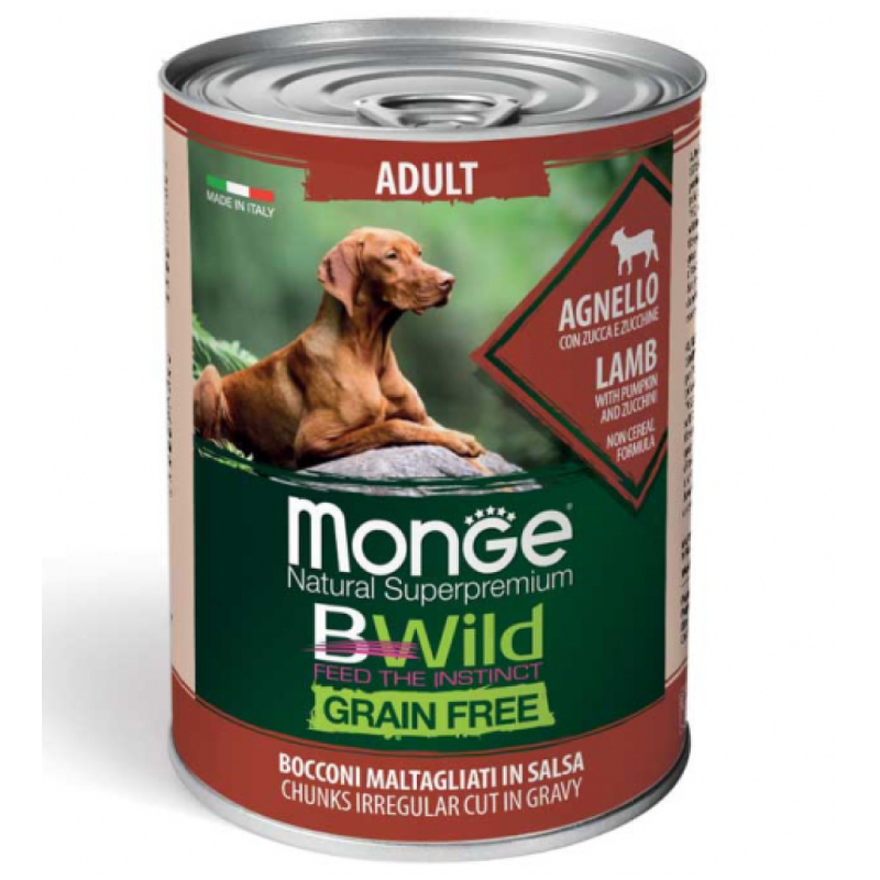 CANE MONGE BWILD G.FREE 400GR AGNELLO/ZUCCA/ZUCCH.LATT