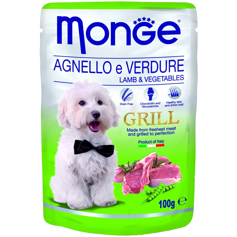 CANE MONGE GRILL 100GR BUSTA AGNELLO VERDURE