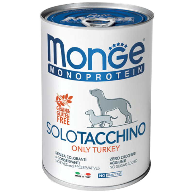 CANE MONGE SOLO PATE 400GR TACCHINO