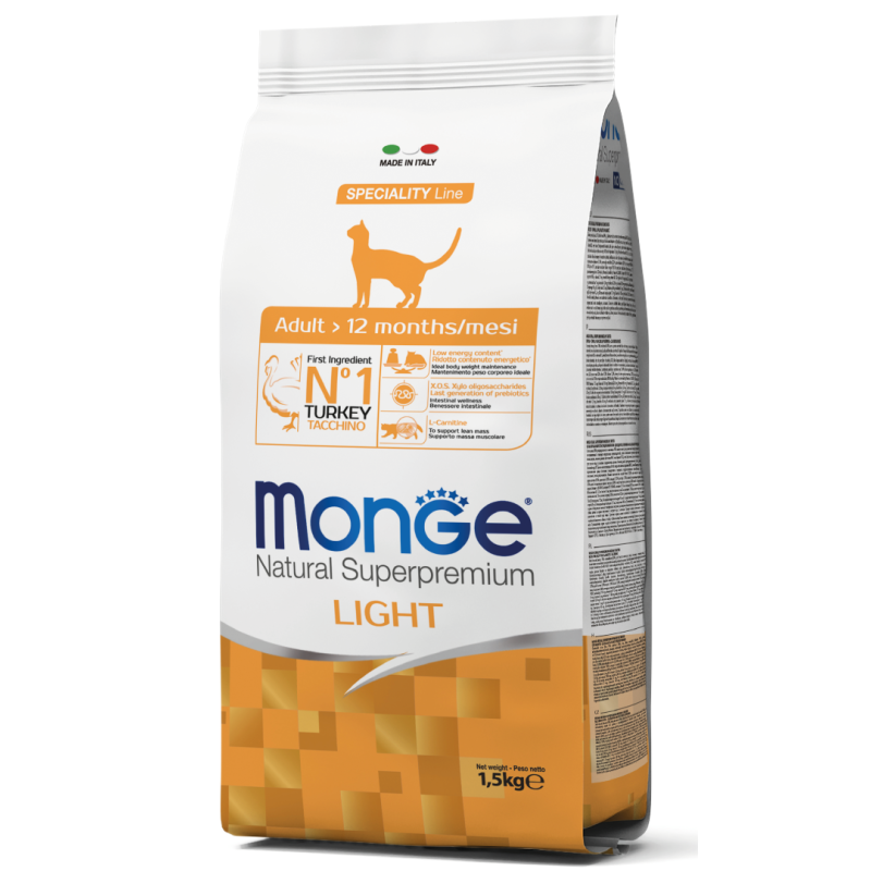 GATTO MONGE LIGHT 1.5KG TACCHINO