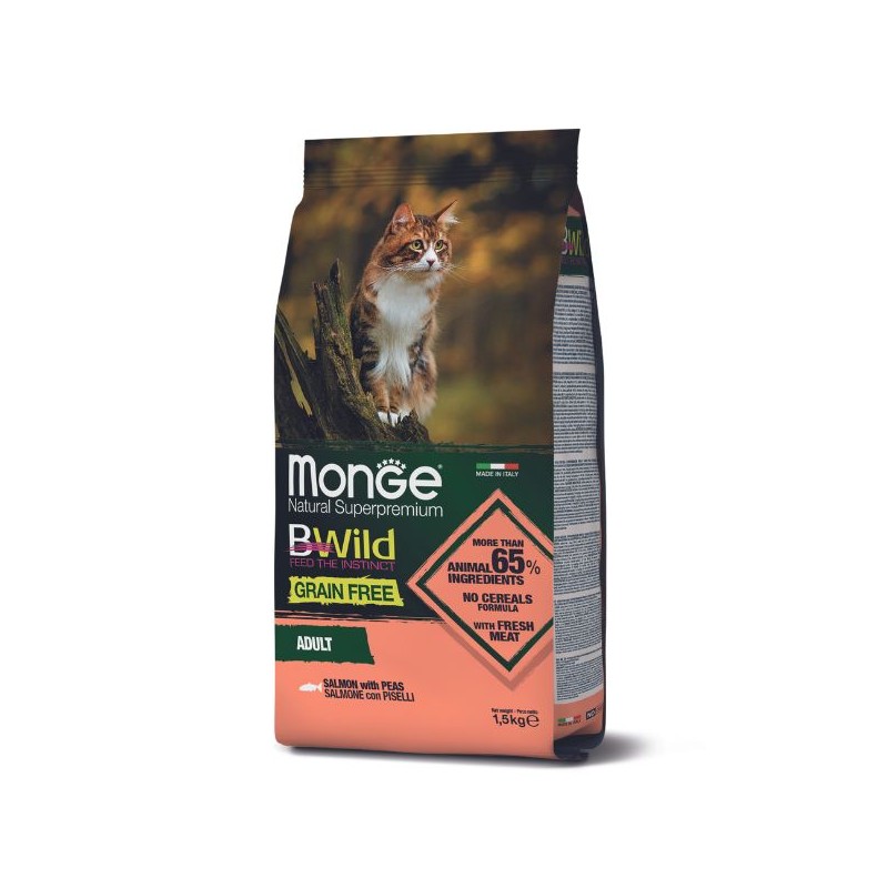 GATTO MONGE BWILD G.FREE 1.5KG SALMONE PISELLI