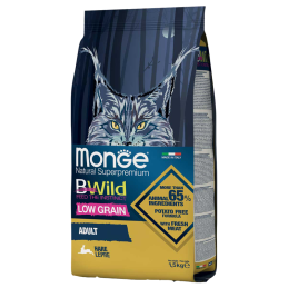 GATTO MONGE BWILD LOW GRAIN ADULT 1.5KG LEPRE