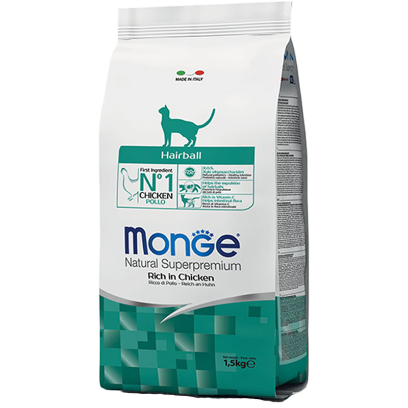 GATTO MONGE HAIRBALL 1.5KG POLLO