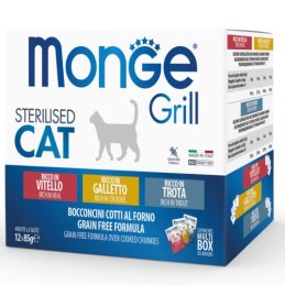 GATTO MONGE GRILL MULTIPACK MIX 85GR STERILISED GAL/VIT/TRO