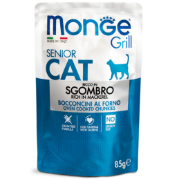 GATTO MONGE GRILL 85GR BUSTA SENIOR SGOMBRO