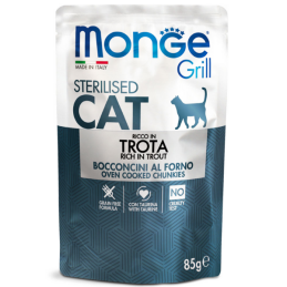 GATTO MONGE GRILL 85GR BUSTA STERILIZED TROTA