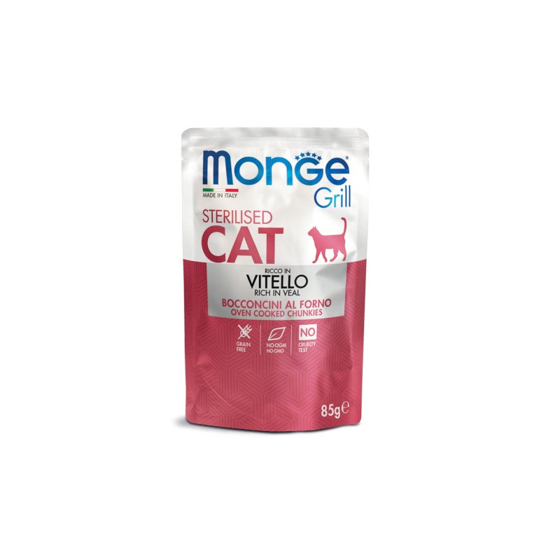 GATTO MONGE GRILL 85GR BUSTA STERILIZED VITELLO