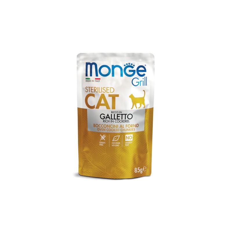 GATTO MONGE GRILL 85GR BUSTA STERILIZED GALLETTO