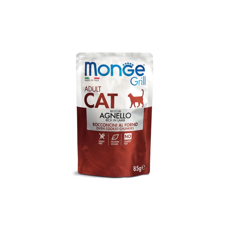 GATTO MONGE GRILL 85GR BUSTA ADULT AGNELLO