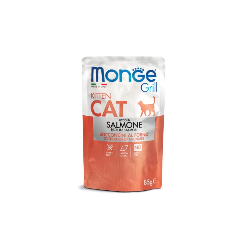 GATTO MONGE GRILL 85GR BUSTA KITTEN SALMONE