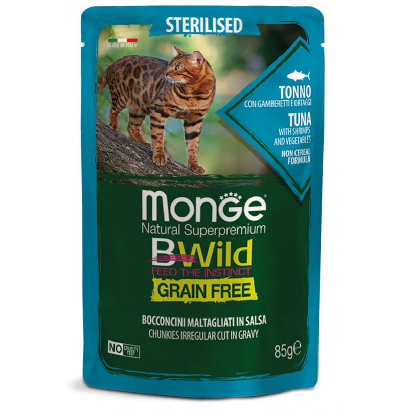 GATTO MONGE BWILD BUSTA STERILISED TO/GA/OR 85G