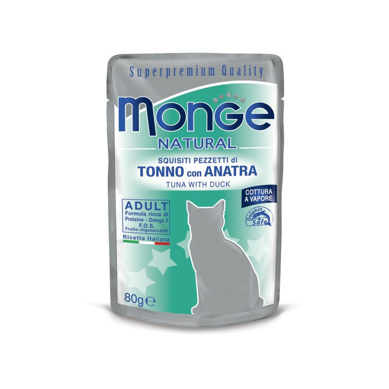 GATTO MONGE NATURAL 80GR BUSTA TONNO E ANATRA