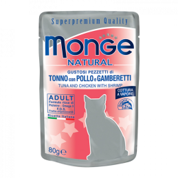 GATTO MONGE NATURAL 80GR BUSTA TONNO POLLO E GAM