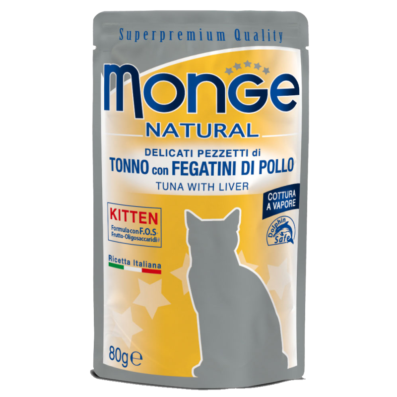 GATTO MONGE NATURAL 80GR BUSTA KITTEN FEGATINI P