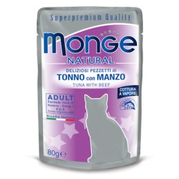 GATTO MONGE NATURAL 80GR BUSTA TONNO MANZO