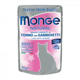 GATTO MONGE NATURAL 80GR BUSTA TONNO E GAMBERETT