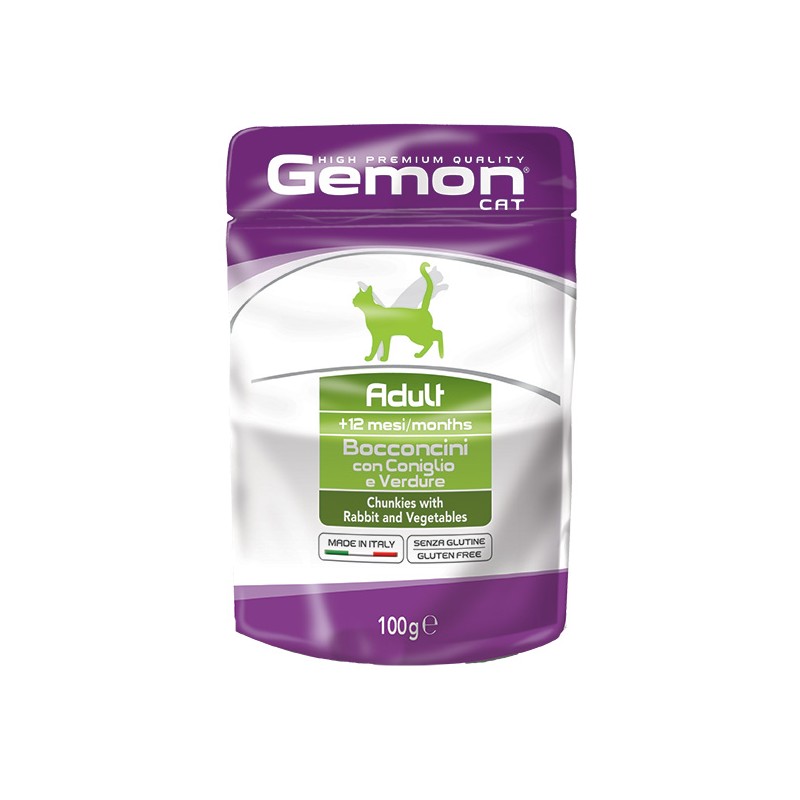 GATTO GEMON BUSTA ADULT 100GR CONIGLIO VERDURE