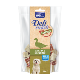 CANE SNACKE LIFE MINI SANDWICHES 100GR ANATRA MERLUZZO