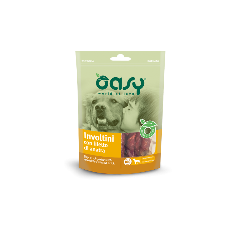 CANE SNACK OASY BUSTA 100GR INVOLTINI ANATRA