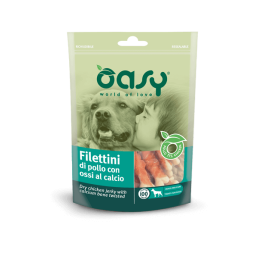 CANE SNACK OASY BUSTA 100GR FILETTINI POLLO CALCIO