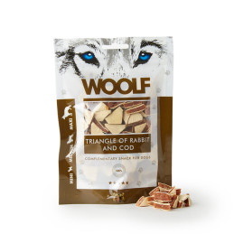 CANE SNACK WOOLF 100GR TRIANGOLINI CONIGLIO MERLUZ