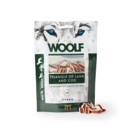 CANE SNACK WOOLF 100GR TRINAGOLI AGNELLO MERLUZZO