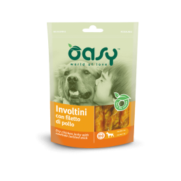 CANE SNACK OASY BUSTA 100GR INVOLTINI FILETTO POLLO