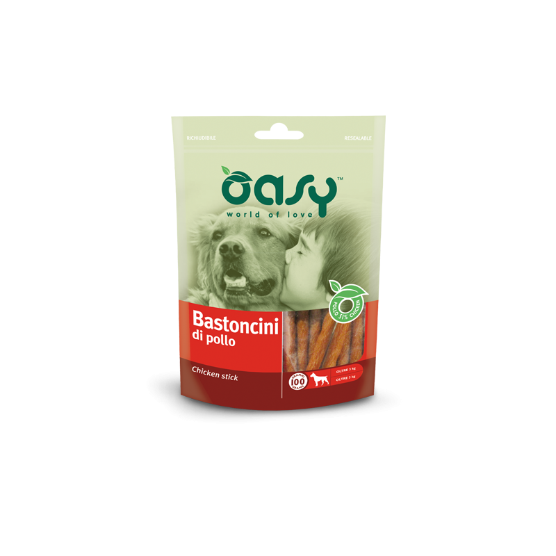 CANE SNACK OASY BUSTA 100GR BASTONCINI DI POLLO