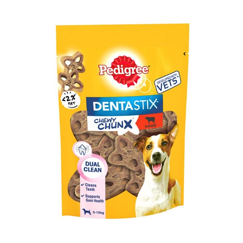 CANE SNACK DENTASTIX CHEWY CHUNK 68GR MANZO MINI