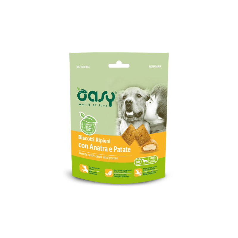 CANE SNACK BISCOTTO RIPIENO OASY 80GR ANATRA PATATE