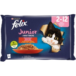 GATTO FELIX GHIOTTONERIE JUNIOR 4X85GR BUSTA CARNE