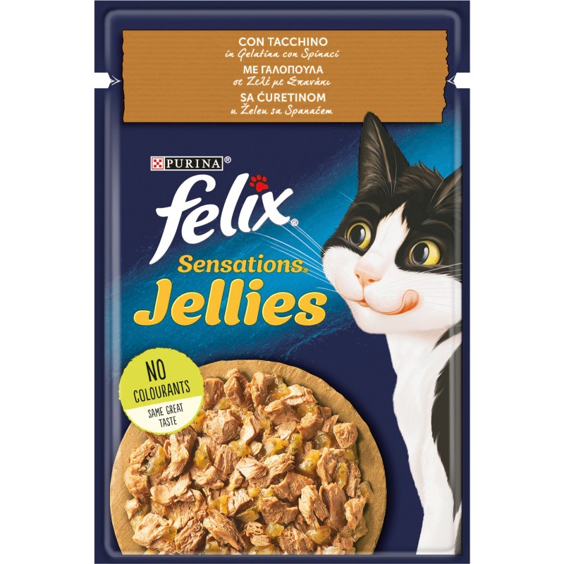 GATTO FELIX SENSATIONS 85GR BUSTA TACCHINO SPINACI