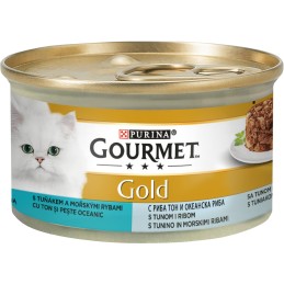 GATTO GOURMET GOLD 85GR INTRECCI GUSTO TONNO PESCE O.