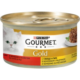 GATTO GOURMET GOLD 85GR INTRECCI GUSTO POLLO MANZO